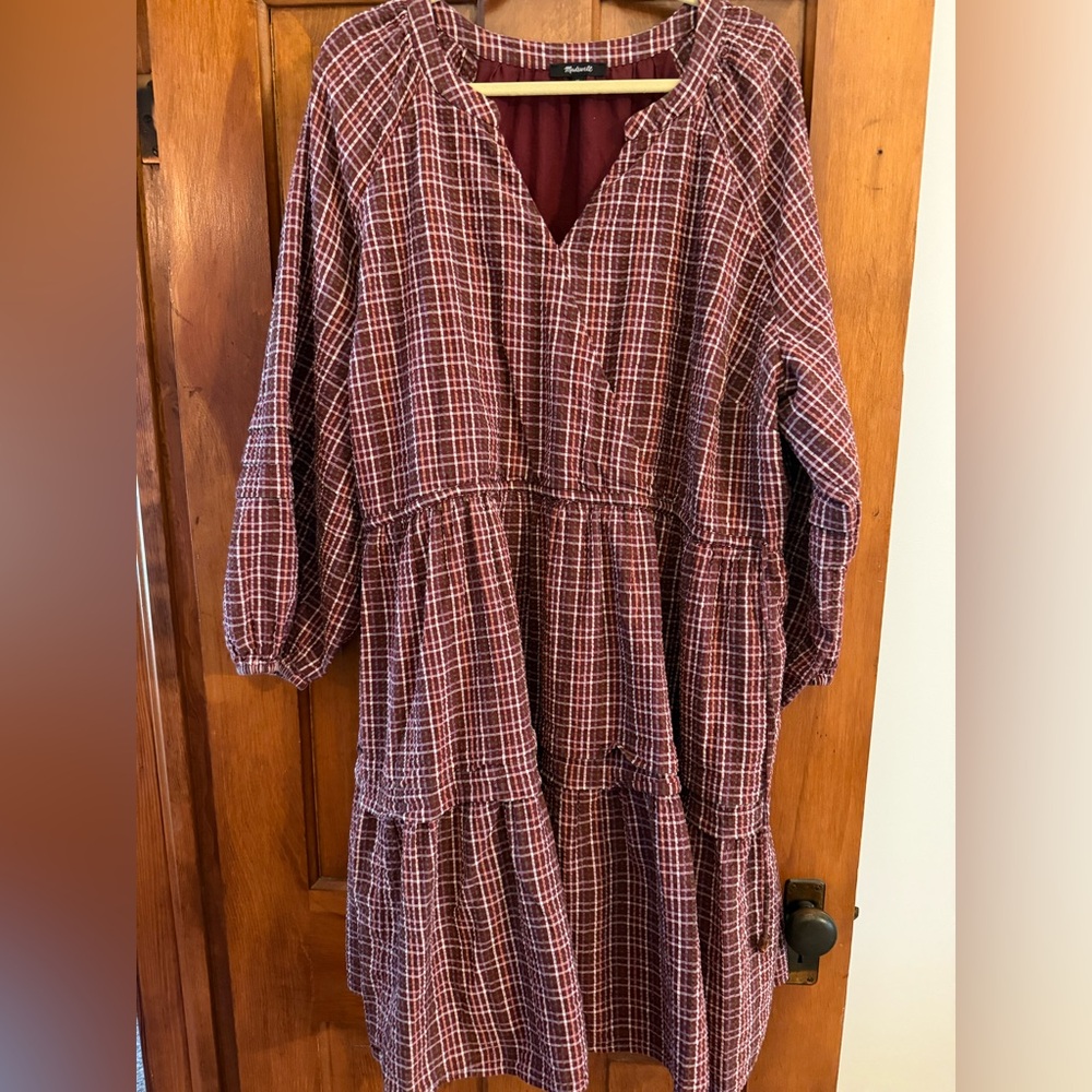 Long sleeve plaid dress. Fall colors